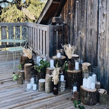 Décoration rondin bois décoration mariage hiver